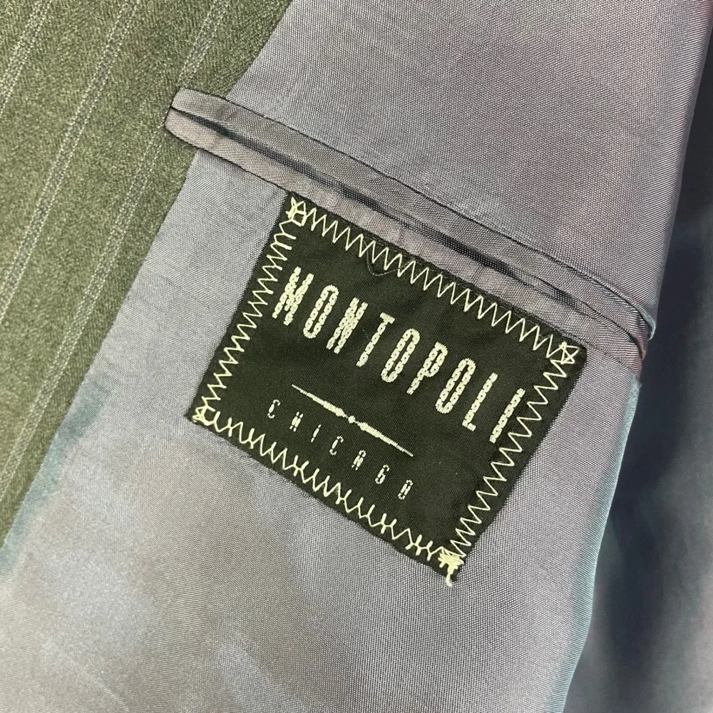 Mens 48R Gray Pinstripe Suit Jacket Blazer 2 Button USA Made Business Formal